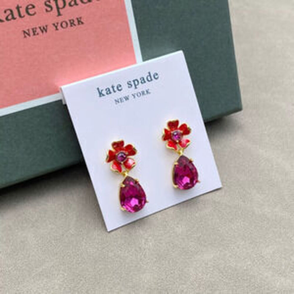kate spade Enamel Flower Rhinestone Electroplated Earrings